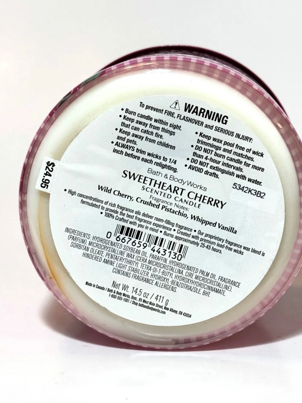 SWEETHEART CHERRY 3 Wick Candle - Picture 3 of 3